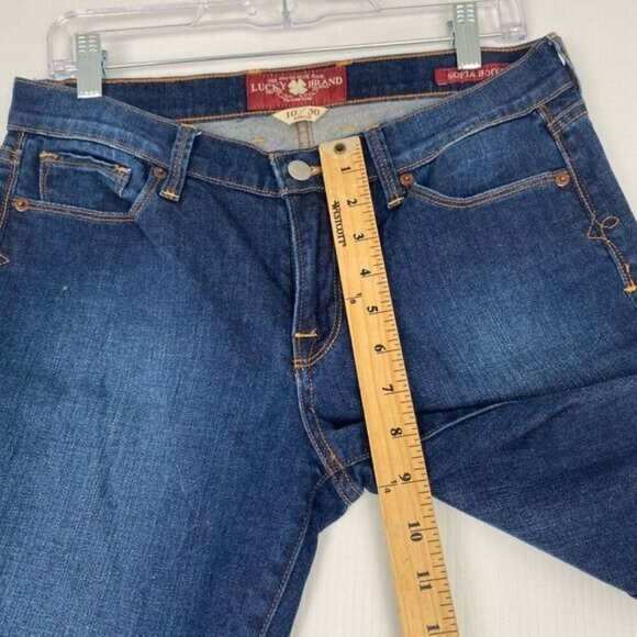 Lucky Brand Sofia Boot Women's size 10/30 Mid Rise Blue Medium Denim Boot Ankle. - Picture 5 of 12